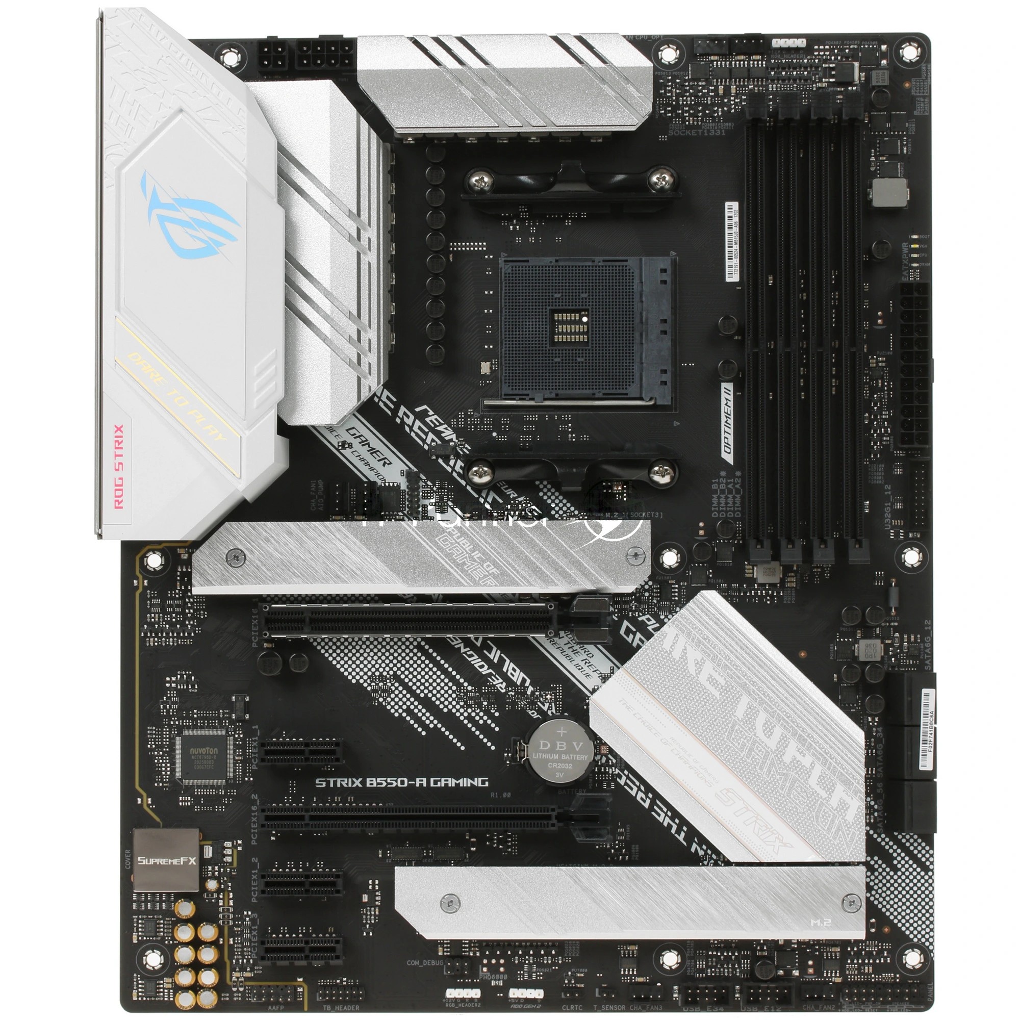 Материнская плата ASUS ROG STRIX B550-A GAMING, AM4, AMD B550, 4xDDR4, 6xSATA, 2xM.2, 1xPCIe 4.0 x16, 1xPCIe 3.0 x16, 3xPCIe x1, DisplayPort, HDMI, 1x2.5Gb LAN, USB Type-C, 5x3.5 мм, 7.1, ATX