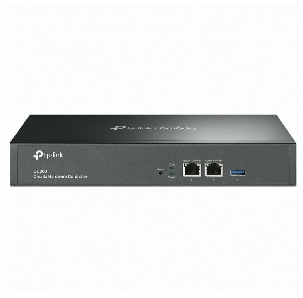 Контроллер TP-Link Omada hardware Controller OC300, 2 gigabit ethernet ports, 1 USB 3.0 port, managed up to 500 Omada Access Points/Switch/Gateway, support batch configuration, firmware upgradation, intelligent network monitoring and captive portal, easy management via Omada APP/Web UI/Cloud access.