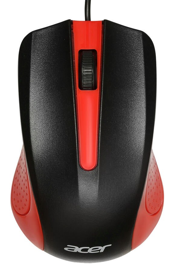 Мышь проводная Acer OMW012 черный/красный, 1200 dpi, USB, кнопки - 3