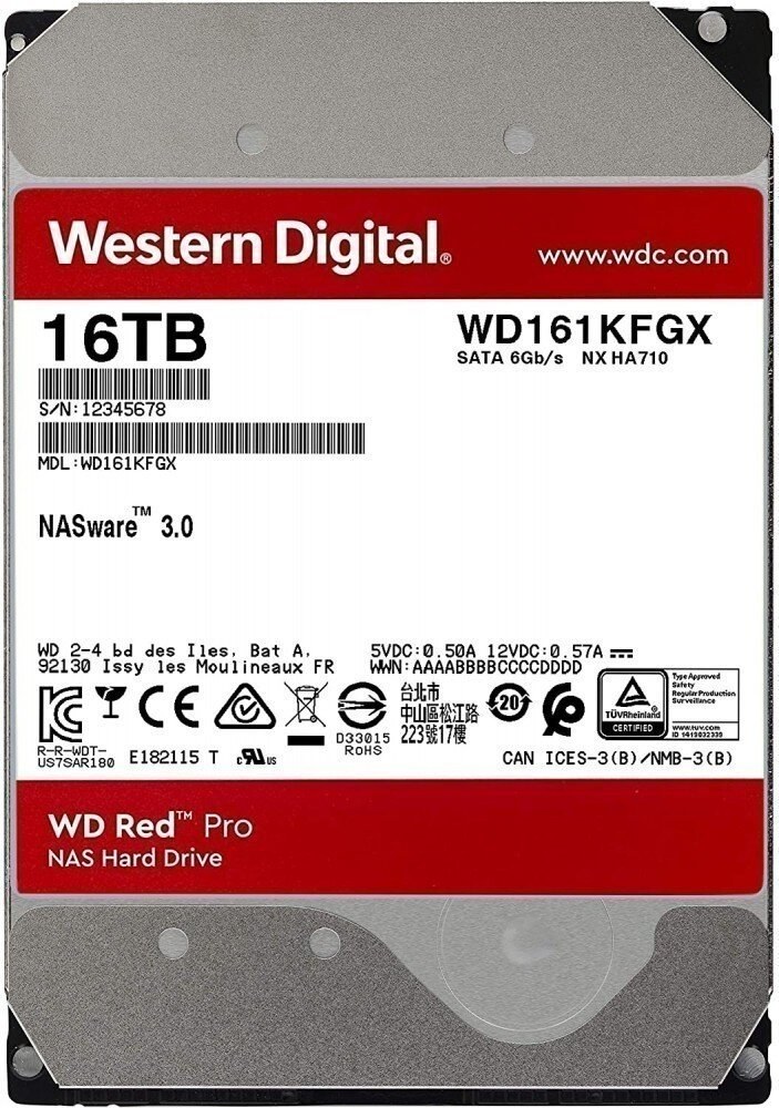 Жесткий диск WD Original SATA-III 16Tb WD161KFGX NAS Red Pro (7200rpm) 512Mb 3.5"
