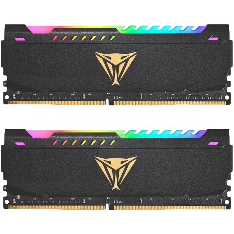 Оперативная память Patriot Viper Steel, DDR4, 32GB (2x16GB), 3200MHz, CL18, DIMM, с радиатором, RGB, черный