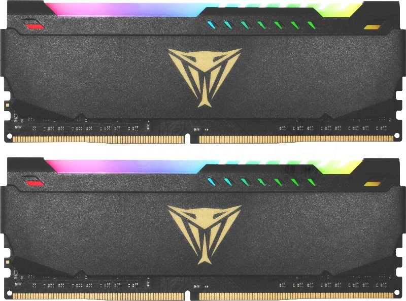 Оперативная память Patriot Viper Steel, DDR4, 16GB (2x8GB), 3200MHz, CL18, DIMM, с радиатором, RGB, черный