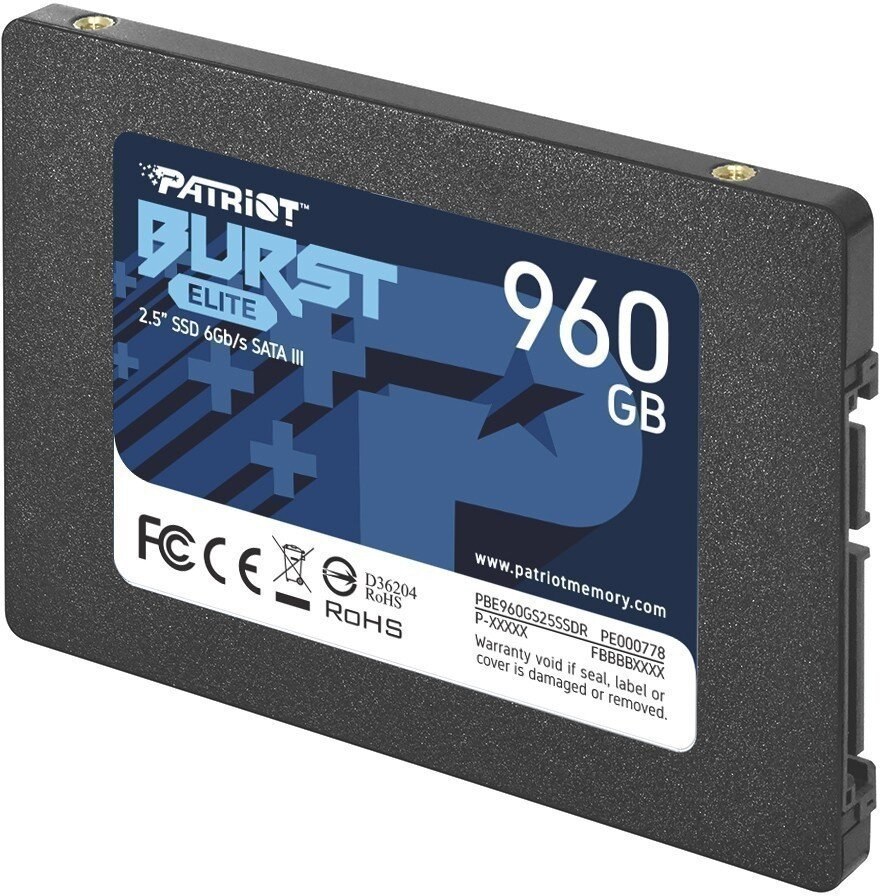 Накопитель SSD Patriot Burst Elite, 960Gb, SATA, 2.5", R/W 450/320