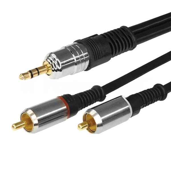 Шнур Rexant Стерео 3,5 мм - 2 RCA 3 м (GOLD-металл)