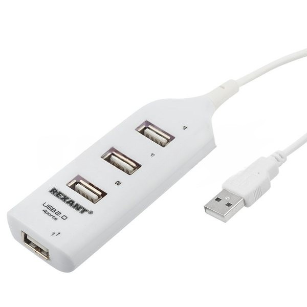 Разветвитель USB 2.0 Rexant на 4 порта белый