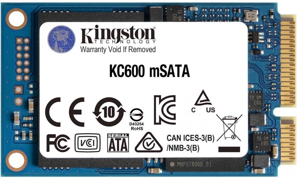 Накопитель SSD Kingston KC600, 512Gb, mSATA, R/W 550/520