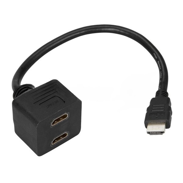 Переходник Rexant штекер HDMI - 2 гнезда HDMI с проводом, черный (10 шт./уп.)