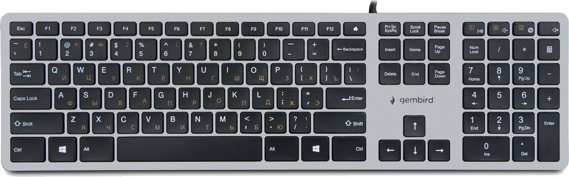 Клавиатура проводная Gembird KB-8420, USB, серый