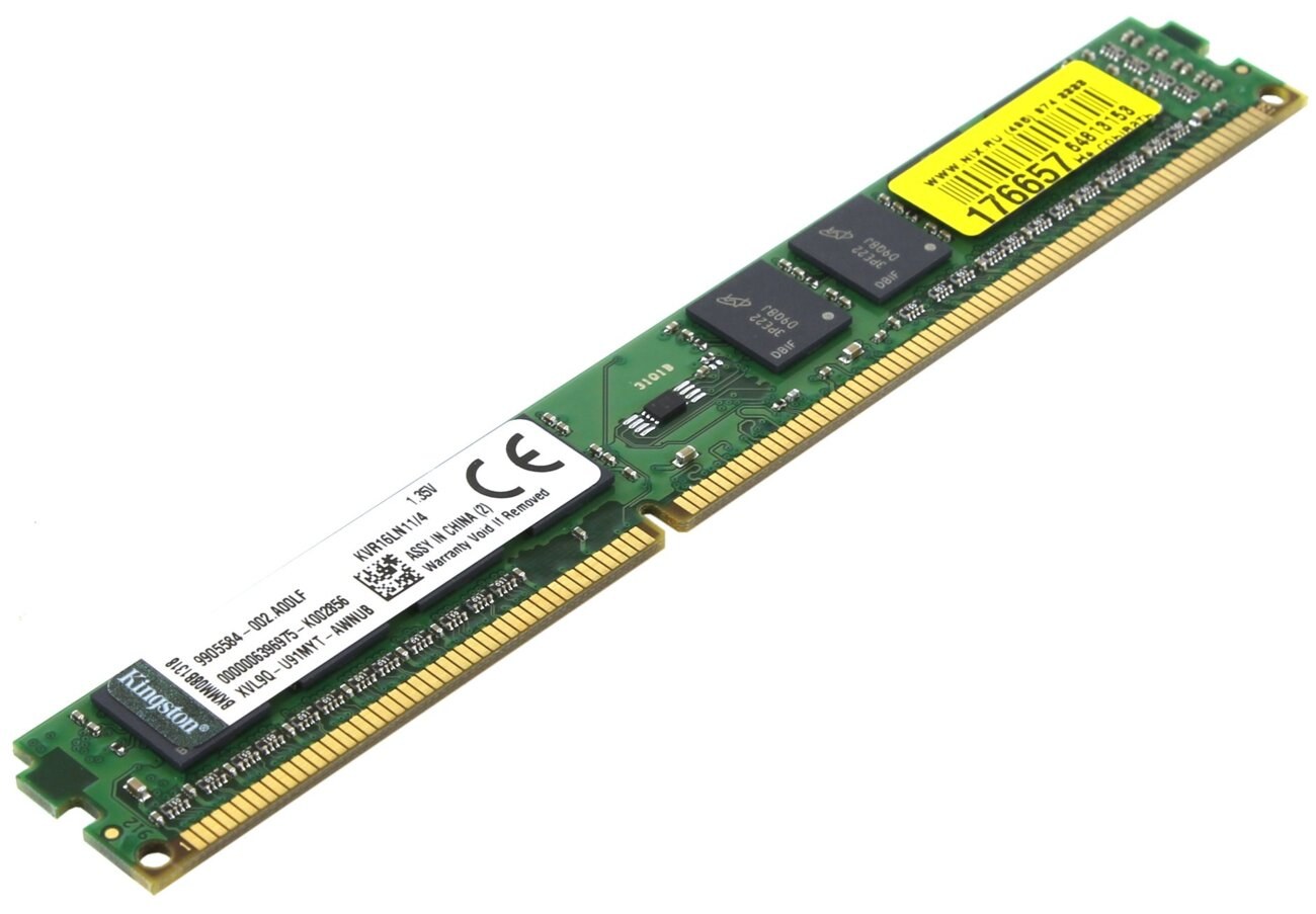 Оперативная память Kingston ValueRAM, DDR3L, 4GB (1x4GB), 1600MHz, CL11, DIMM