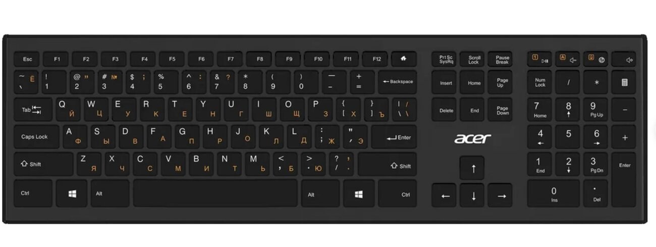 Клавиатура беспроводная Acer OKR010, USB, Радиоканал, черный