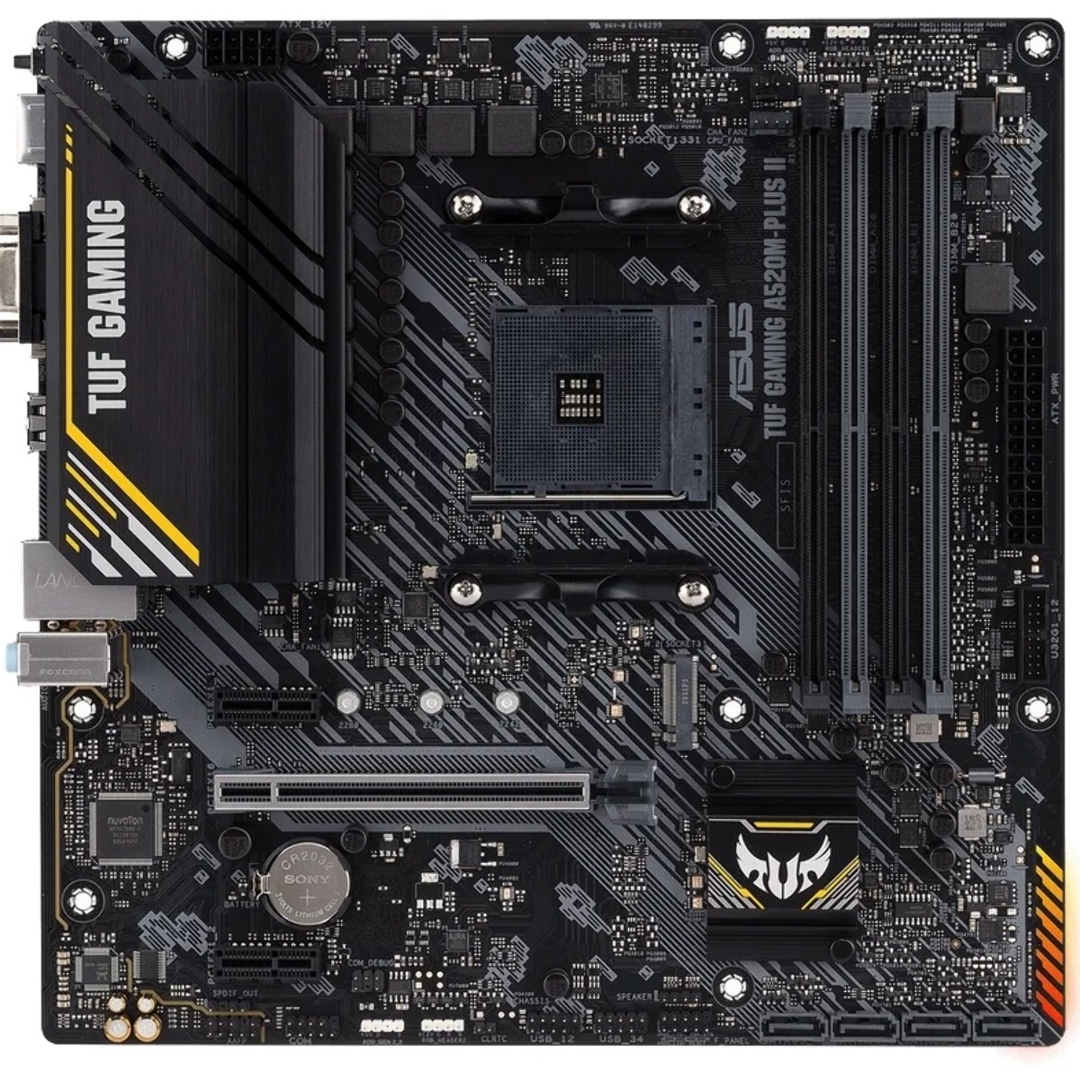 Материнская плата ASUS TUF GAMING A520M-PLUS, AM4, AMD A520, 4xDDR4, 4xSATA, 2xM.2, 1xPCIe 3.0 x16, 2xPCIe 3.0 x1, 1xVGA, 1xDVI, 1xHDMI, 1x1Gb LAN, 1xUSB-A 10Gbps, 4xUSB-A 5Gbps, 2xUSB-A 2.0, 3x3.5 мм, 7.1, mATX