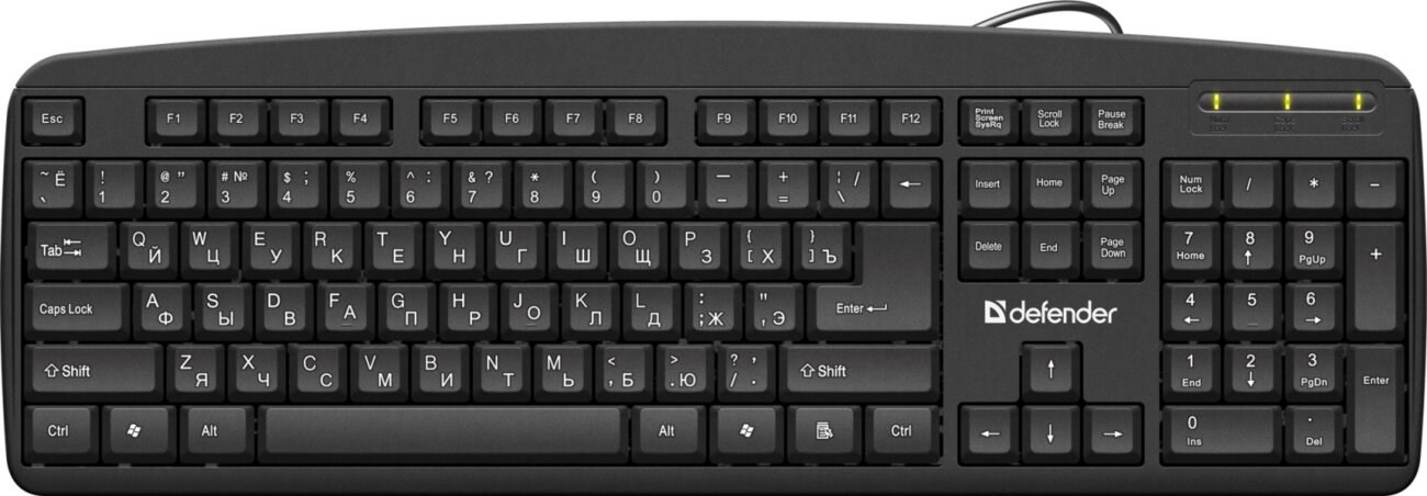 Клавиатура проводная Defender Office HB-910 RU, USB, черный