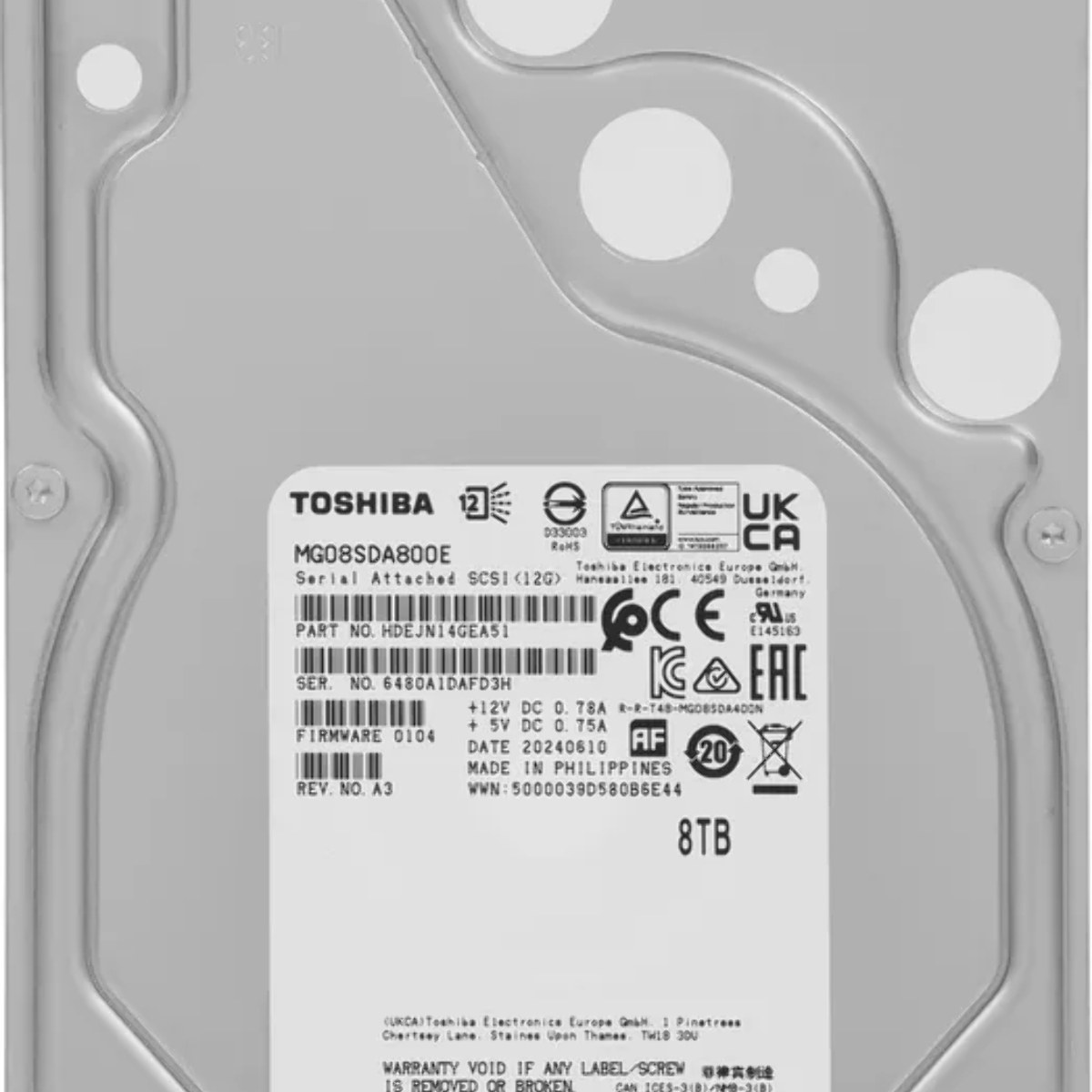 Жесткий диск HDD Toshiba Enterprise Capacity 8Tb 7200rpm SAS 256Mb 3.5"