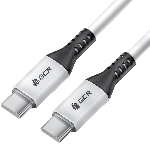 Кабель GCR 1.0m Type-C-C, для MacBook 18W, белый, AL корпус белый, черный ПВХ, GCR-53122