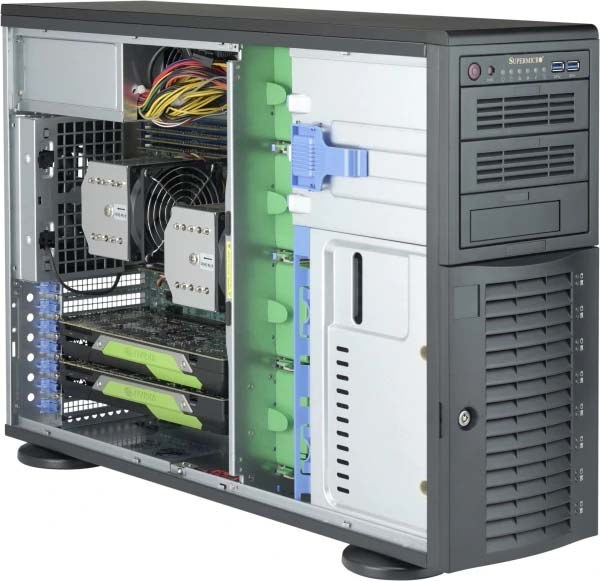 Корпус компьютерный SuperMicro Black 4U Tower SC743AC SQ with SAS3, USB3, 1200W PWS,RoH
