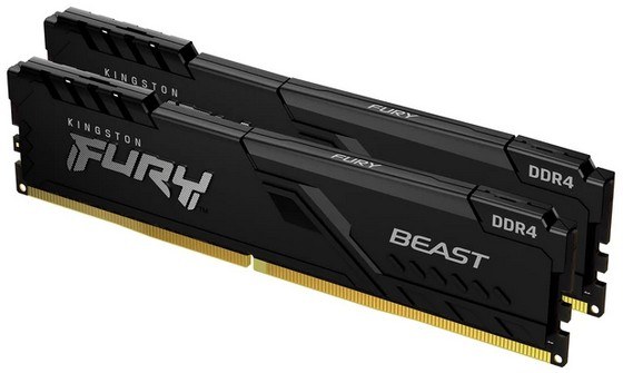 Оперативная память Kingston Fury Beast, DDR4, 64GB (2x32GB), 3200MHz, CL16, DIMM, черный