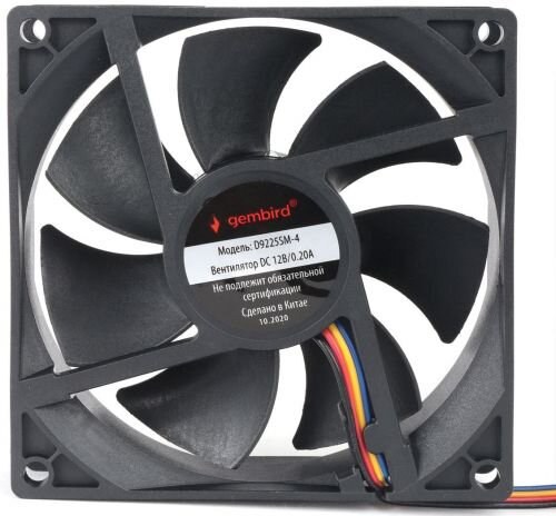 Вентилятор для корпуса Gembird D9225SM-4 черный 92мм 2500rpm 31db 4-pin
