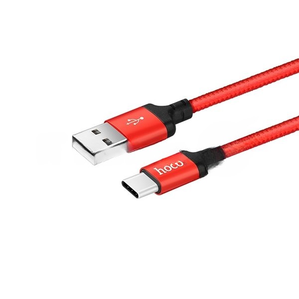 Кабель HOCO X14 USB 2.0, AM/Type-C M, черно-красный, 1м