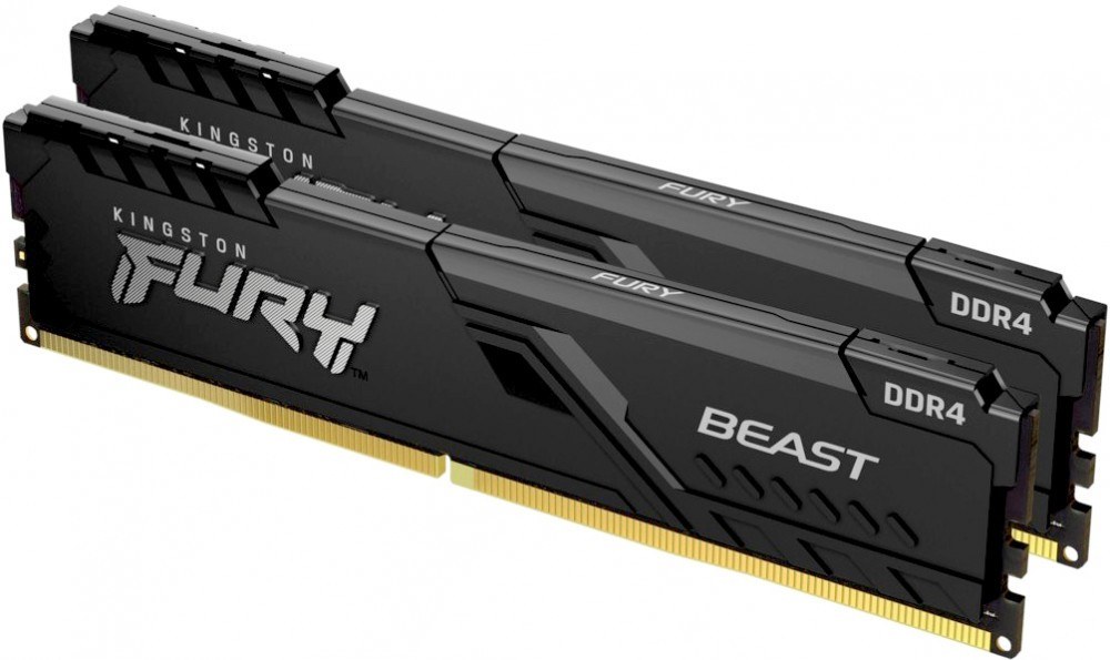 Оперативная память Kingston Fury Beast, DDR4, 32GB (1x32GB), 3200MHz, CL16, DIMM, с радиатором, черный
