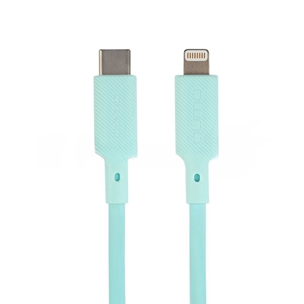 Кабель QUMO, MFI С94, Type-C на MFI Apple 8 pin, силиконовый, 1м, 2,22A, 9V, 20W, PD (голубой)