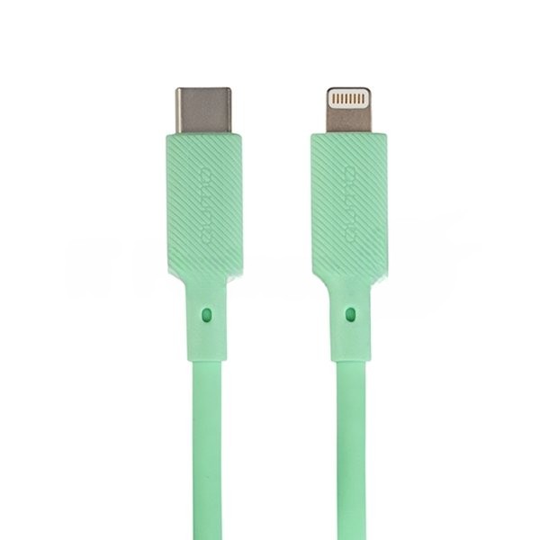 Кабель QUMO, MFI С94, Type-C на MFI Apple 8 pin, силиконовый, 1м, 2,22A, 9V, 20W, PD (зеленый)