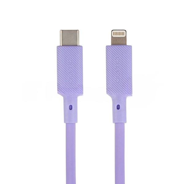 Кабель QUMO, MFI С94, Type-C на MFI Apple 8 pin, силиконовый, 1м, 2,22A, 9V, 20W, PD (фиолетовый)