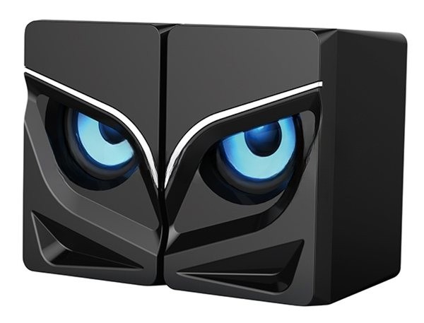 Акустическая система 2.0 Qumo Rage AS005, 10 ВТ, объемное звучание, синяя подсветка (отключаемая), USB/Jack 3,5мм