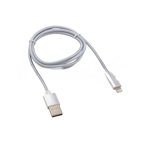 Кабель Rexant USB-Lightning 1 м, серебристая нейлоновая оплетка