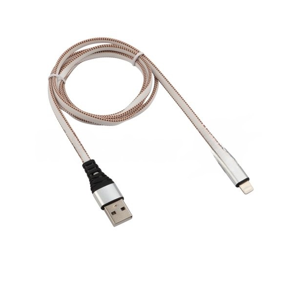 Кабель Rexant USB-Lightning 2.4 A, 1 м, белая нейлоновая оплетка
