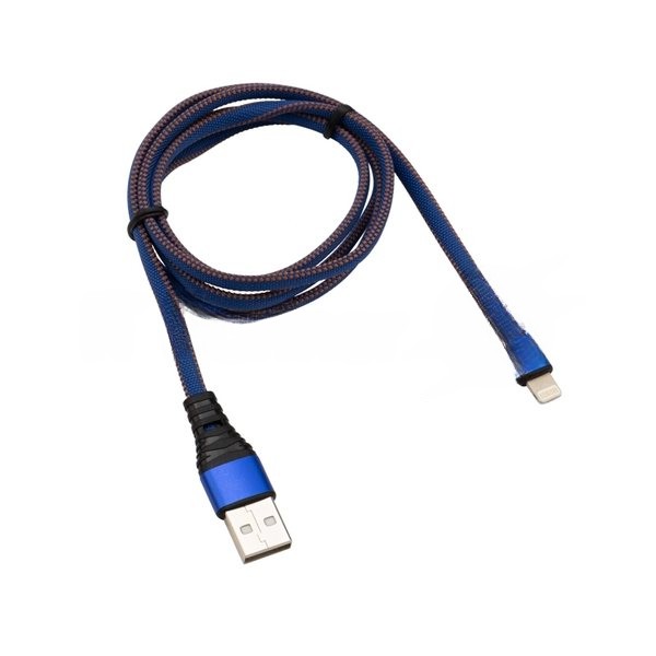 Кабель Rexant USB-Lightning 2.4 A, 1 м, синяя нейлоновая оплетка