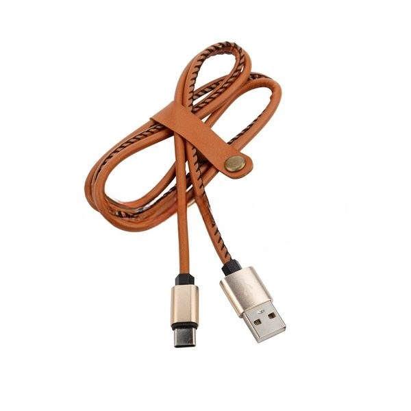 Кабель USB-Type-C Rexant 2A/leather/brown/1м