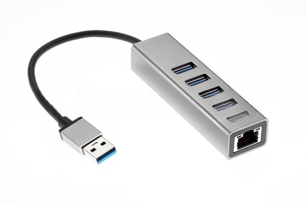 Переходник Telecom USB 3.0 - RJ-45 1000Mbps +3 USB3.0, Aluminum Shell, 0.2м TA311U