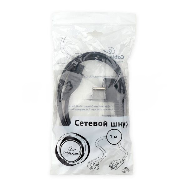 Кабель питания для ноутбуков Cablexpert PC-186-ML12-1M, 1м, Schuko- C5, 10А, пакет