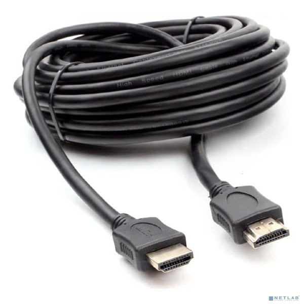 Кабель HDMI Cablexpert CC-HDMI4L-10M, 10м, v2.0, 19M/19M, серия Light, черный, позол.разъемы, экран, пакет