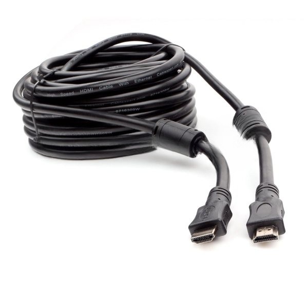 Кабель HDMI Cablexpert CCF2-HDMI4-15M, 19M/19M, v2.0, медь, позол.разъемы, экран, 2 фер.кольца, 15м, черный, пакет