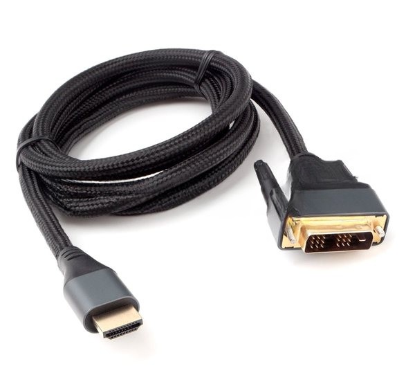 Кабель HDMI-DVI Cablexpert CC-HDMI-DVI-4K-6, 19M/19M, single link, 4K, медь, нейлоновая оплетка, метал.разъемы, 1.8м, черный, коробка