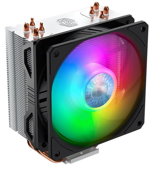 Кулер для процессора Cooler Master Hyper 212 ARGB черный, 120 мм, алюминий/медь, 1800 об/мин, 27 дБ, 4 pin, 150 Вт, 157 мм