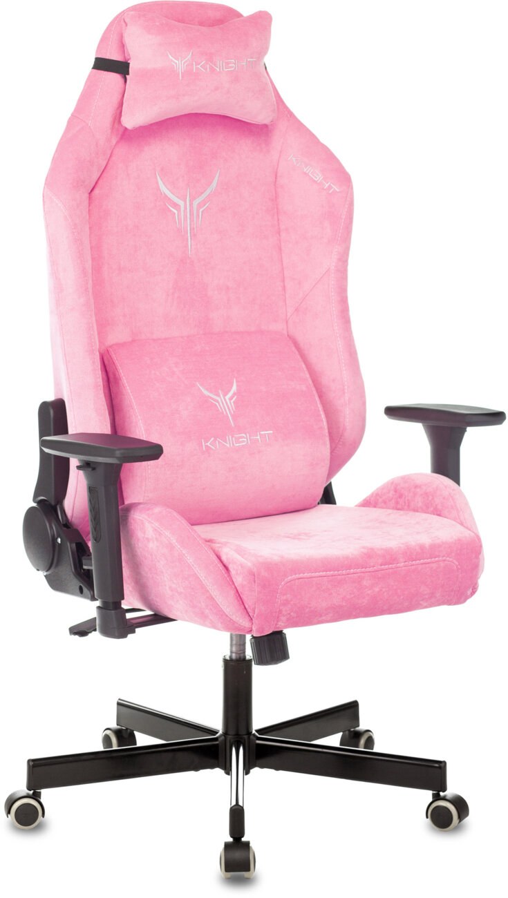 Кресло Knight N1 Fabric розовый, велюр, 120 кг, механизм качания