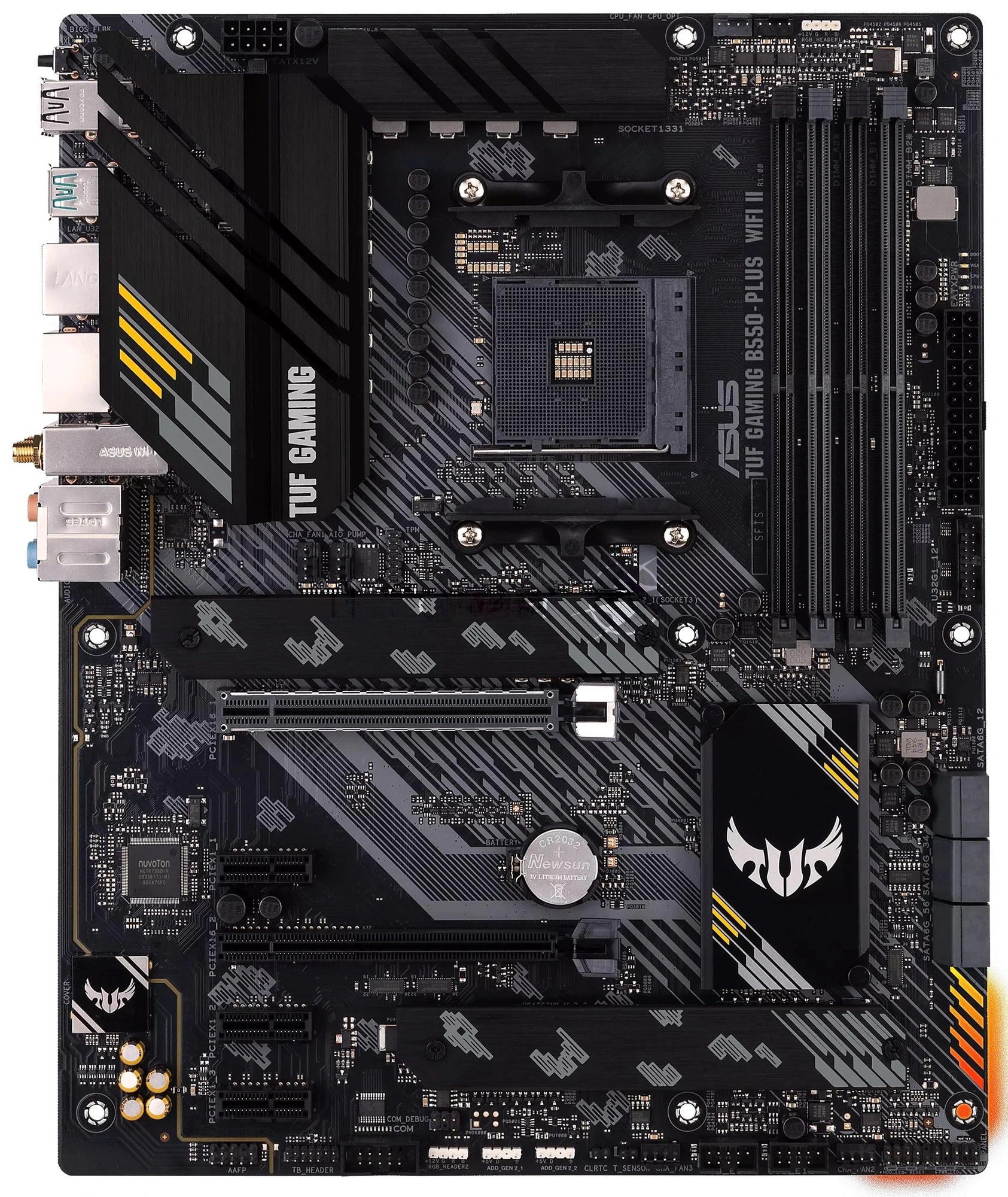 Материнская плата ASUS TUF GAMING B550-PLUS WIFI II, AM4, AMD B550, 4xDDR4, 6xSATA, 2xM.2, 1xPCIe 4.0 x16, 1xPCIe 3.0 x16, 3xPCIe x1, DisplayPort, HDMI, 1x2.5Gb LAN, USB Type-C, 3x3.5 мм, 7.1, ATX