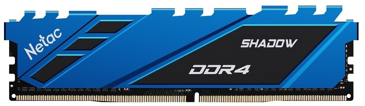 Оперативная память NETAC Shadow, DDR4, 8GB (1x8GB), 3600MHz, CL18, DIMM, с радиаторами, синий