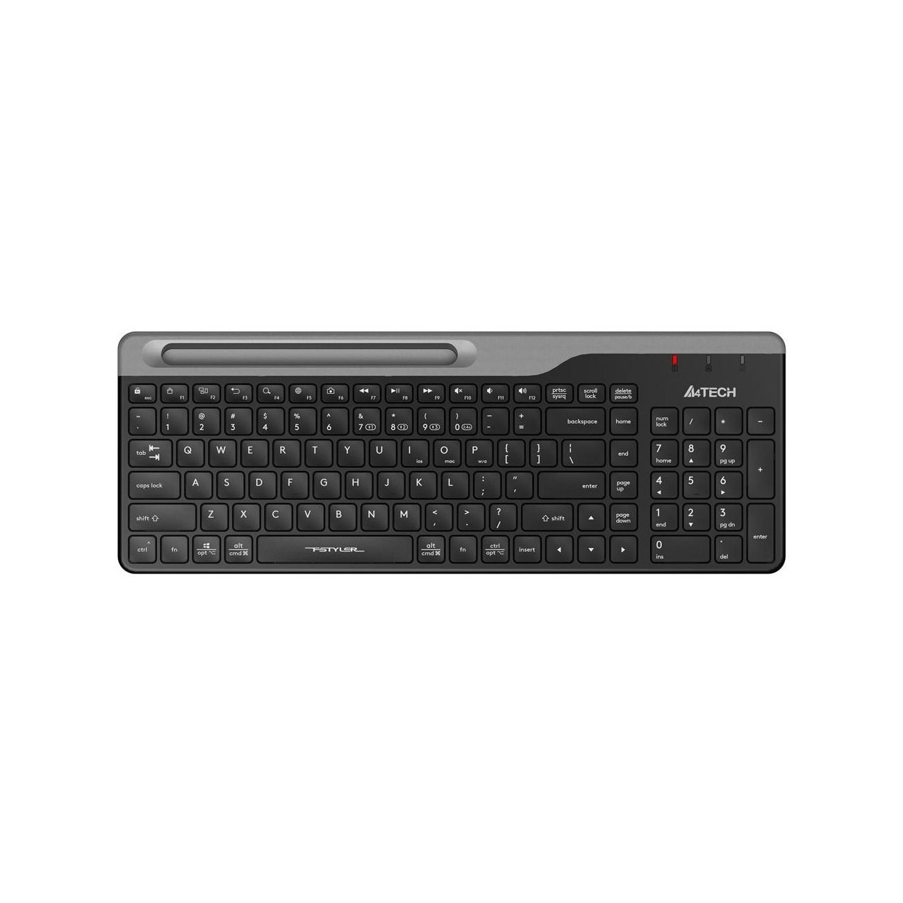 Клавиатура беспроводная A4Tech Fstyler FBK25, USB, Bluetooth/Радиоканал, черный/серый