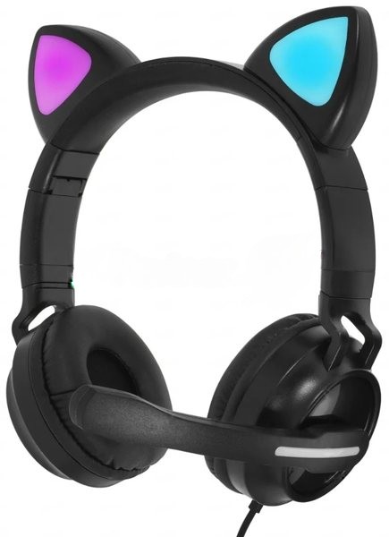 Гарнитура QUMO Game Cat чёрный, проводная, USB, подсветка