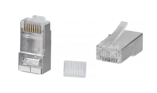 Коннектор Cabeus 8P8C-SH-C6-TWP RJ-45 под витую пару, категория 6, экранированный, универсальный, со вставкой