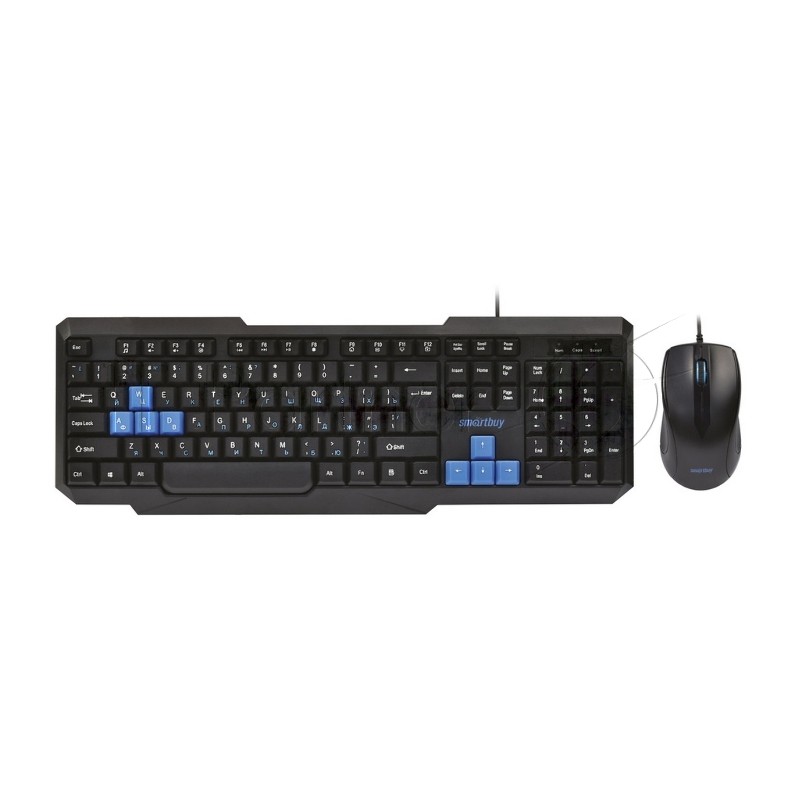 Проводной мультимедийный комплект клавиатура+мышь Smartbuy ONE черно-синий (SBC-230346-KB)