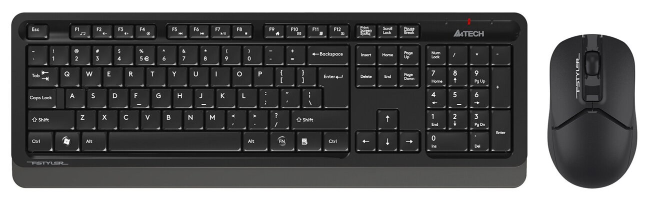 Комплект клавиатура+мышь A4Tech FStyler FG1012 беспроводной, USB, 1200 DPI, черный