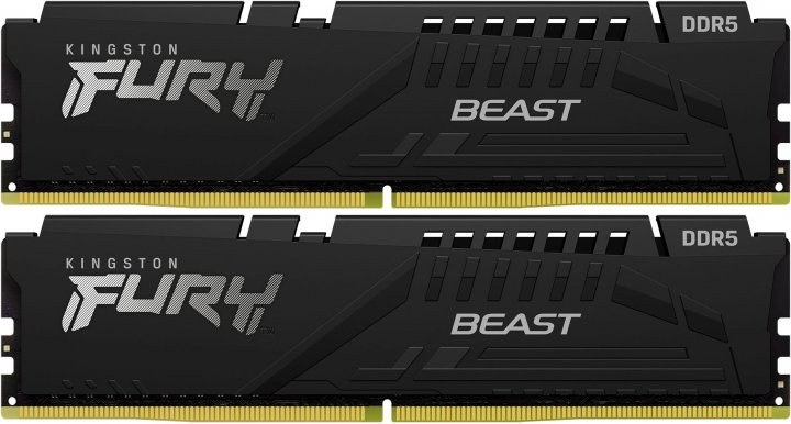 Оперативная память Kingston Fury Beast, DDR5, 32GB (2x16GB), 5600MHz, CL40, DIMM, с радиаторами, черный