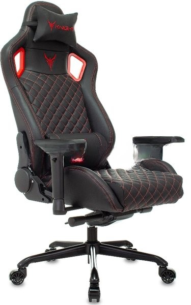 Кресло игровое Knight TITAN черный/красный ромбик эко.кожа с подголов. крестовина металл