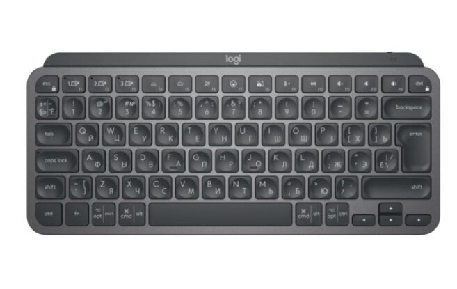 Клавиатура беспроводная Logitech MX Keys Mini (920-010501), USB, Bluetooth/Радиоканал, темно-серый/черный