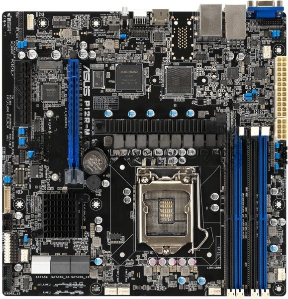 Материнская плата серверная ASUS P12R-E, LGA1200, Intel C256, 4xDDR4 (ECC), 8xSATA, 2xM.2, 1xPCIe 4.0 x16, 3xPCIe 4.0 x8, 1xVGA, 1xHDMI, 2x1Gb LAN, 2xUSB-A 10Gbps, 2xUSB-A 5Gbps, ATX