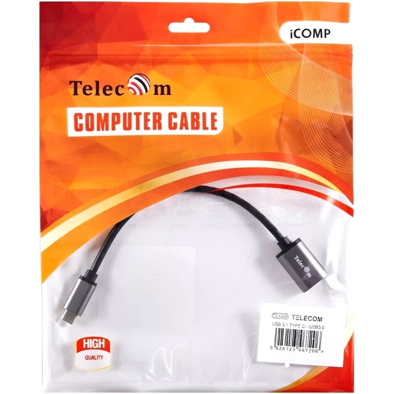Кабель-адаптер Type-Cm --> USB 3.0 Af, OTG, 1,5A, 5,0Gbps, Alum grey 0,2m Telecom (TC409M)